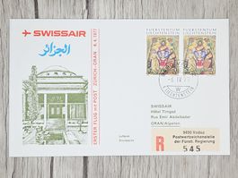 CL12 Enveloppe + Timbre Liechtenstein 1977 Thème Aviation