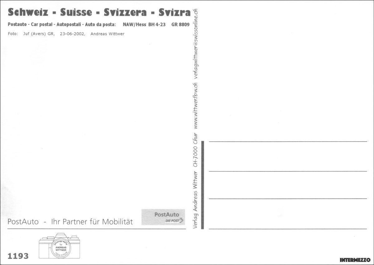 Cartoline postali: Postauto // NAW Hess Avers Juf GR – Usato da Basel venduto da intermezzo12 1