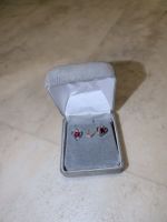 Exklusive Herz-Ohrstecker 18K Weissgold mit Rubin & Diamante