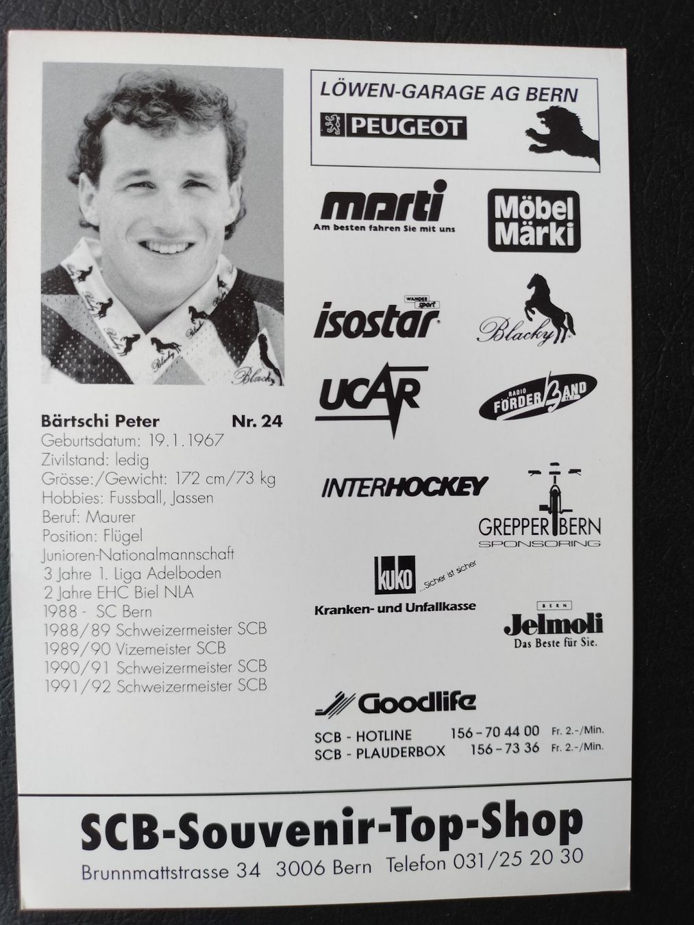 Autografi: SC Bern, SCB Autogrammkarte, Peter Bärtschi – Usato da Schwanden Sigrisw venduto da len_9yqg 1