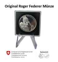 Roger Federer Silbermünze mit Münzbox und Halter