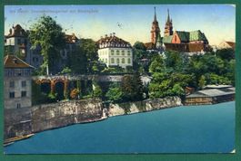 Basel, Deutschrittergarten mit Rheinpfalz, 1914, gelaufen
