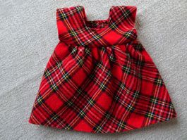 Puppenkleid ROCK ärmellos schottenrot kariert. 40-45cm-Puppe