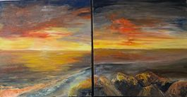 Diptyque "Coucher de soleil sur la vallée "Tableaux fait ma