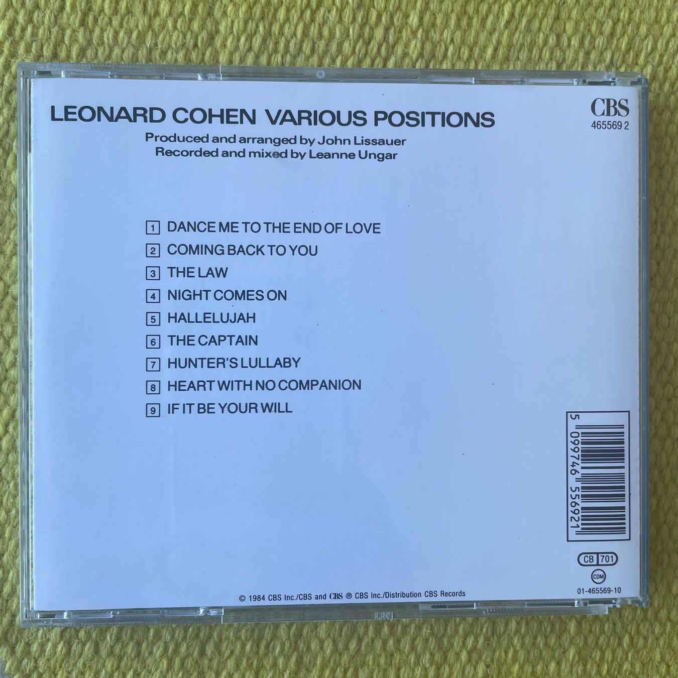 CD: LEONARD COHEN-VARIOUS POSITIONS – Usato da Rorschacherberg venduto da CD-Roli 1
