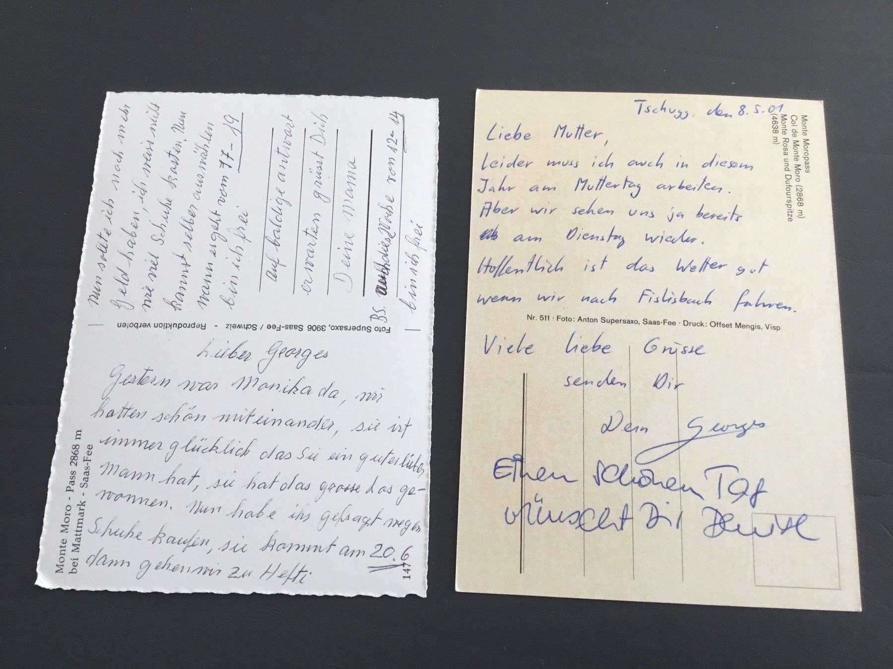 Cartoline postali: 2x Monte Moropass - Saastal – Usato da Kerzers venduto da Georges3210 1