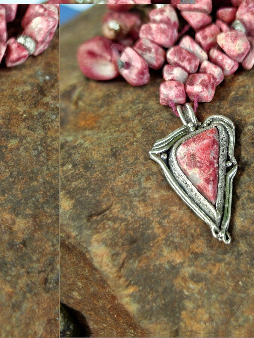 Catenine: Collier Thulit & Silber. Handmade inkl. Thulit schleifen – Nuovo e nell'imballaggio originale da Aarau venduto da Schmuckhoehle_MD 7
