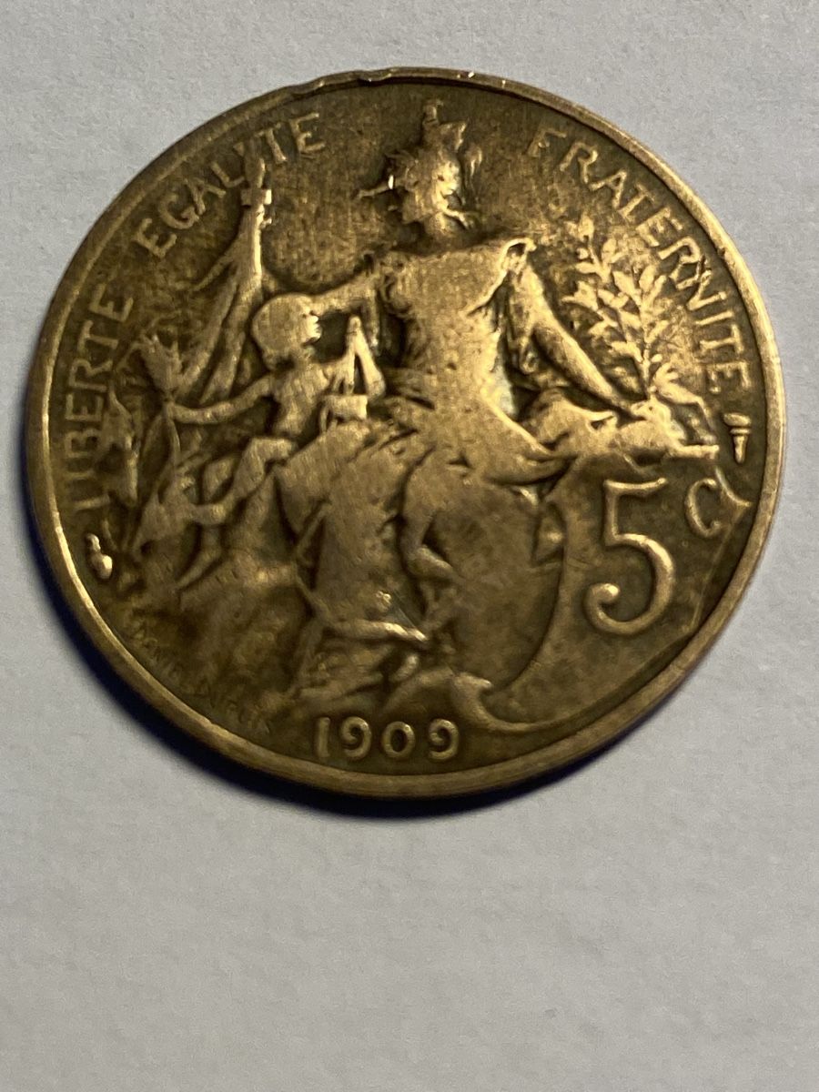 Tutti le monete: France, 5 centimes 1909 bronze – Usato da Corsier-sur-Vevey venduto da Ginoarturo 1