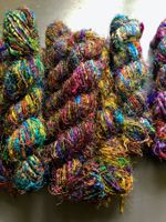 1kg Sari Seide handgesponnen - schöner, bunter Farbmix
