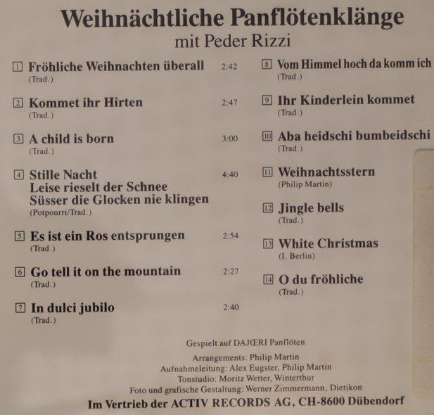 CDs: Weihnächtliche Panflötenklänge mit Peder Rizzi – Gebraucht aus Luzern von CONTENTI 2