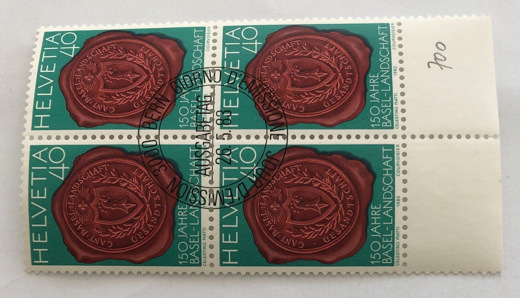 Tutti i francobolli: 4 er Block Nr.700 mit Stempel Bern – Usato da Aarau venduto da Billa007