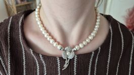 Elegante Kette mit echten Süsswasserperlen & 925 Silber
