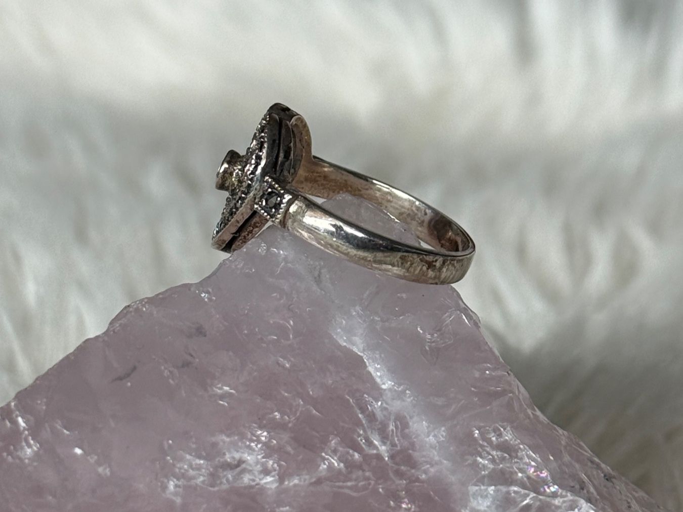 Anelli: Vintage Silberring 925 Herz mit lila Stein – Usato da Istighofen venduto da Ringparadies 2