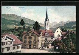 AK Nesslau, Dorfplatz mit Kirche, 1911