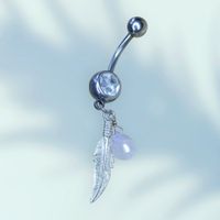 Bauchnabelpiercing mit 925 Silber Feder & Mondstein