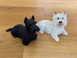 Black (Scottish) and (Westhighland) White Terrier Figuren