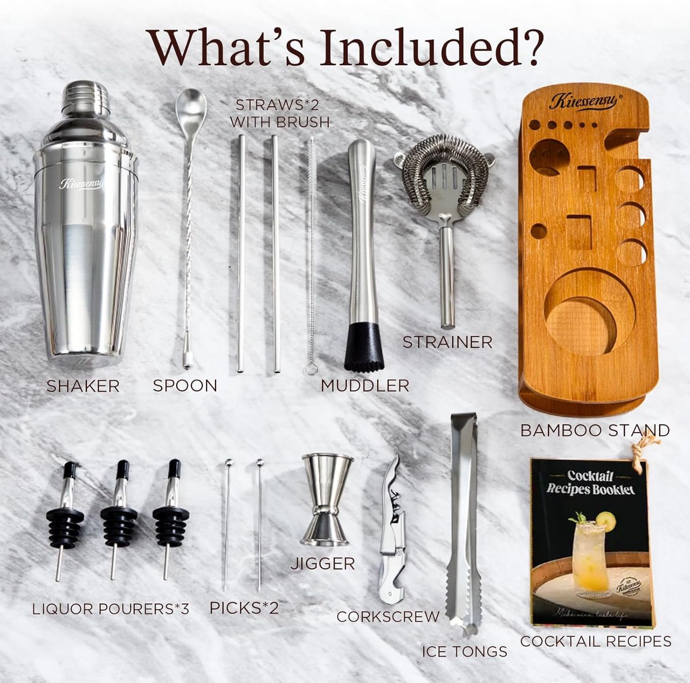 Services de table: Cocktail Shaker Set Edelstahl mit Bambus Ständer Silber – Neuf avec emballage d'origine à St. Gallen par sch_zsz7 2