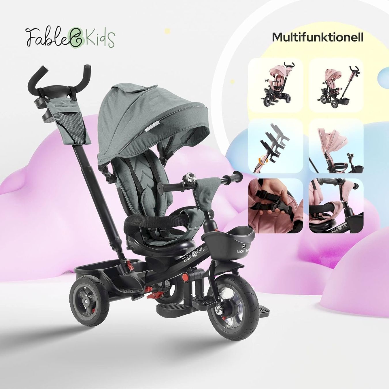 Biciclette senza pedali: FableKids Noemi Kinderdreirad 5in1 Grau – Nuovo e nell'imballaggio originale da Bottighofen venduto da zaap 1