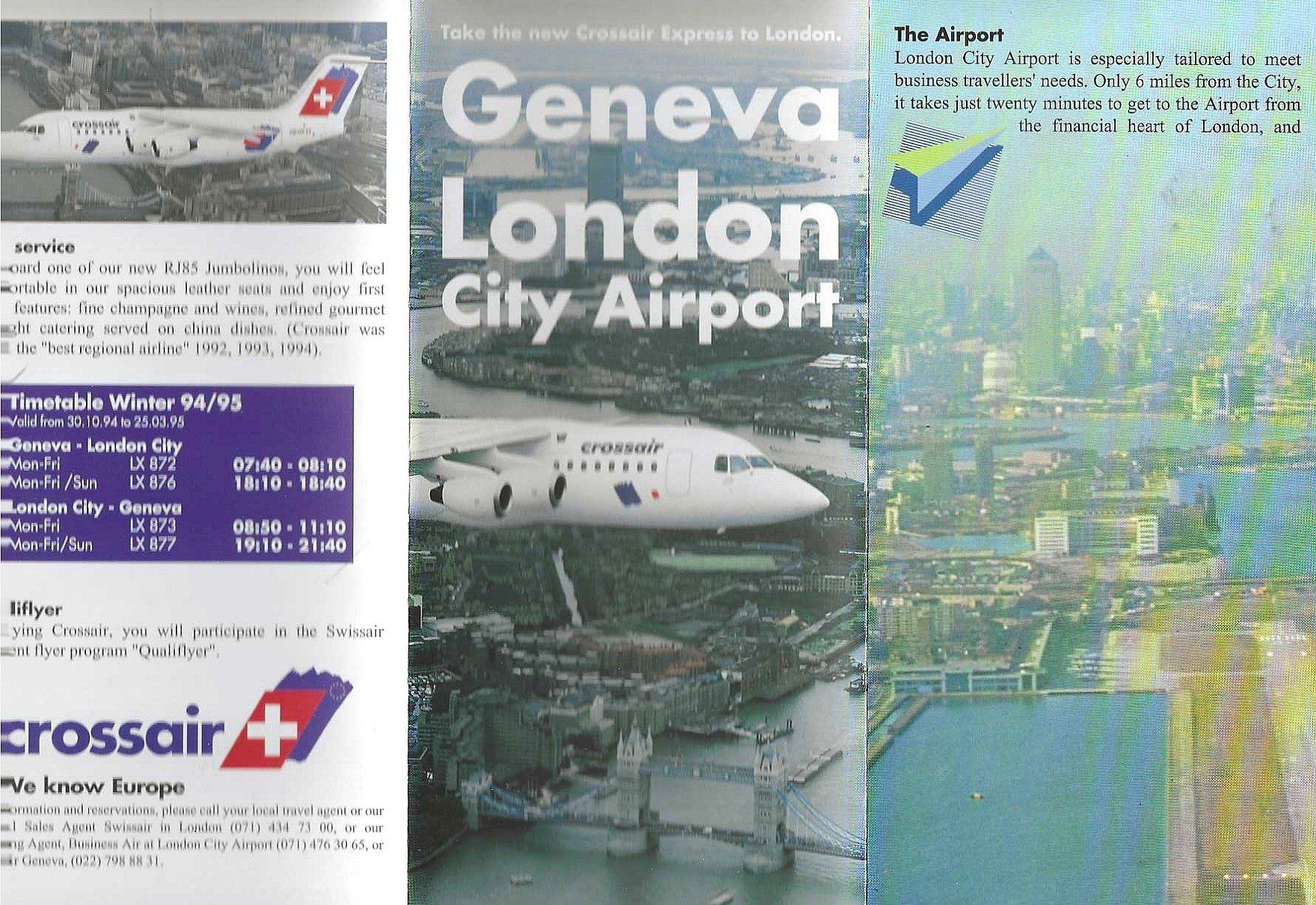 Documenti: Crossair - Flyer mit Flugplan, Winter 94/95 – Usato da Cheseaux-Noréaz venduto da effemi 1