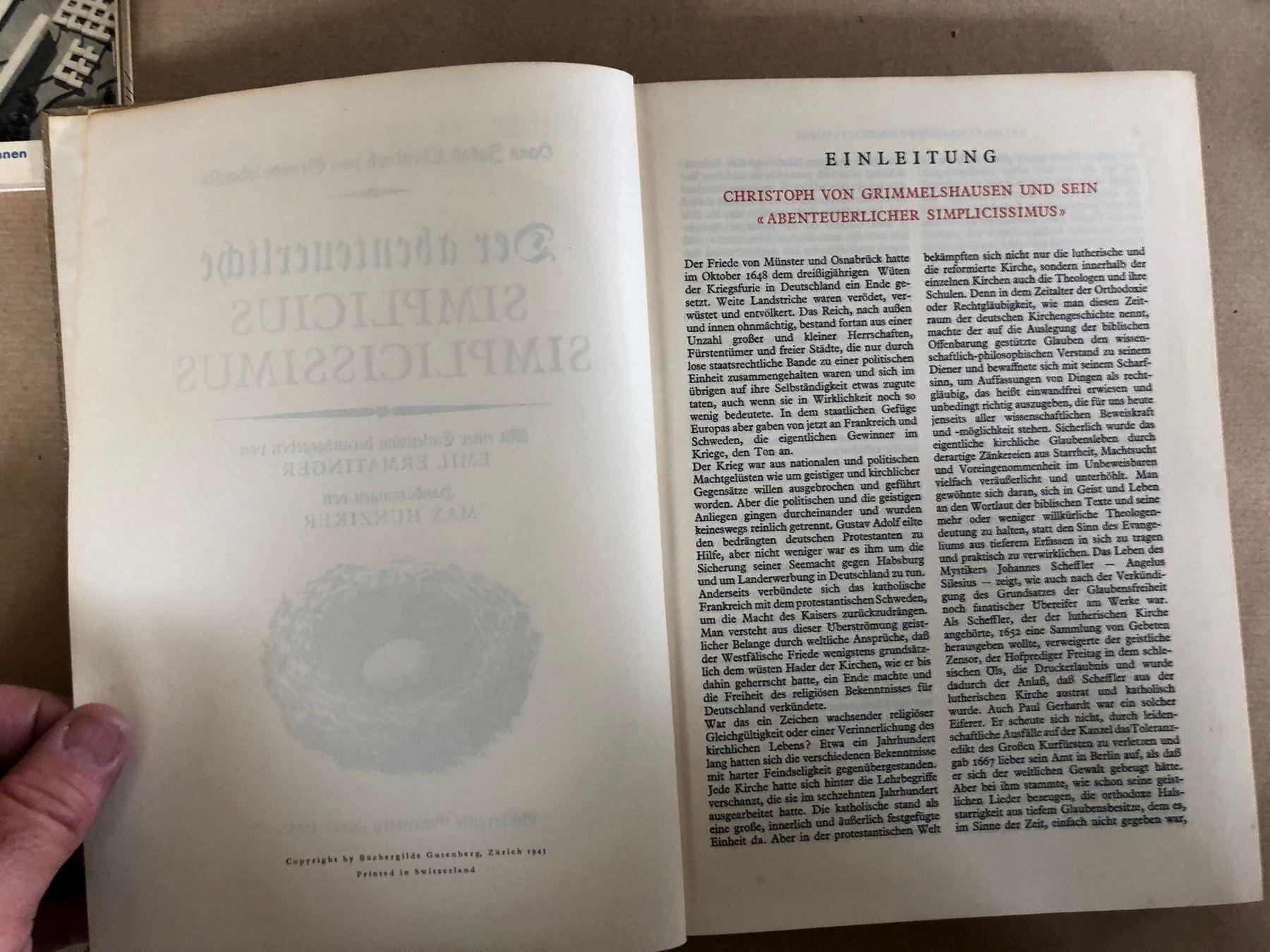 Bücher: Grimmelshausen: Simplicius Simplicissimus – Gebraucht aus Zürich von allp 3