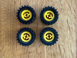 4x LEGO Technic Räder 24x8 mm Gelb/Schwarz – 3482c02