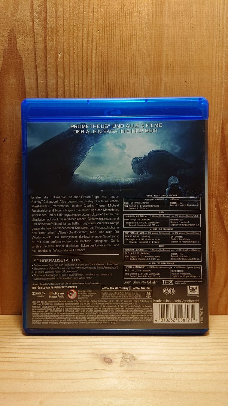 Tutti i DVDs: PROMETHEUS TO ALIEN EVOLUTION 5 Film Collection auf Blu-Ray – Usato da Wilderswil venduto da Exebub 4