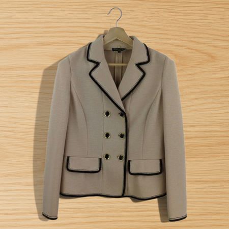 Blazer chic Luisa Spagnoli beige et liserés noirs (Taille M 