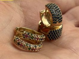 Luxus Elegante Duo Ohrschmuck Ohrstecker Farbe: Gold