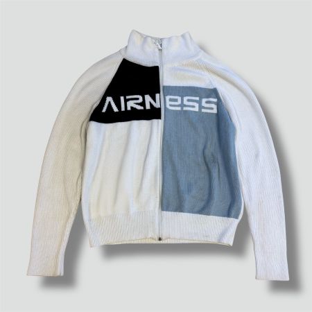 Airness white vintage knitted zip-up jacket (nike puma adida