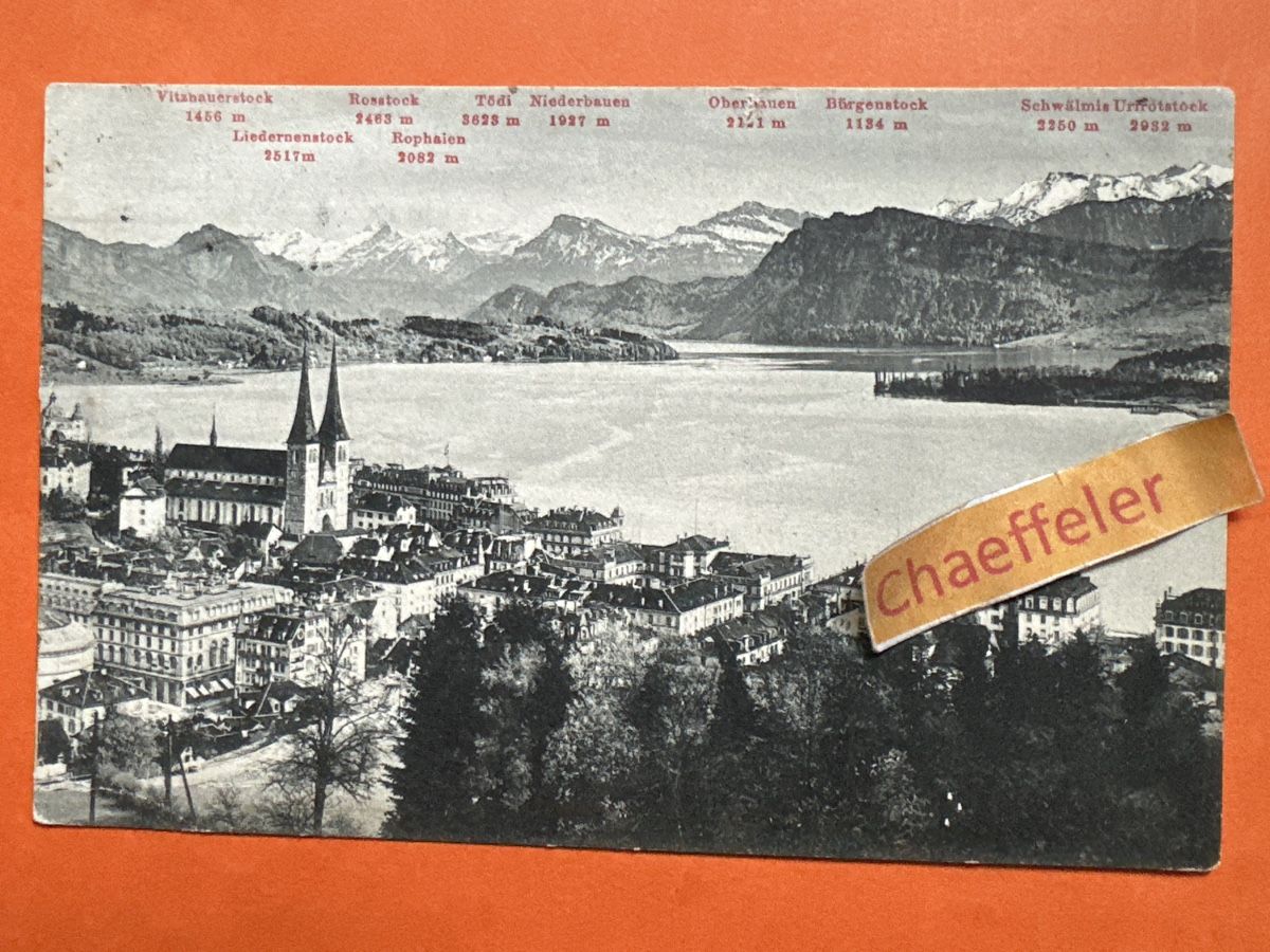 Cartoline postali: 1908  10059 Luzern und die Alpen. – Usato da Zürich venduto da Chaeffeler