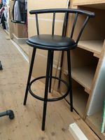 Barhocker Schwarz, Leder-Sitz, drehbar