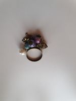 Ring Messing, bunte Perlen, Modeschmuck