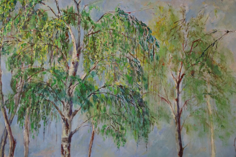 Romeo Bellotti (XX), grosse Gemälde, Birkenwald, signiert Kaufen auf