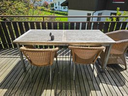 Teak Tisch mit 6 Stühle
