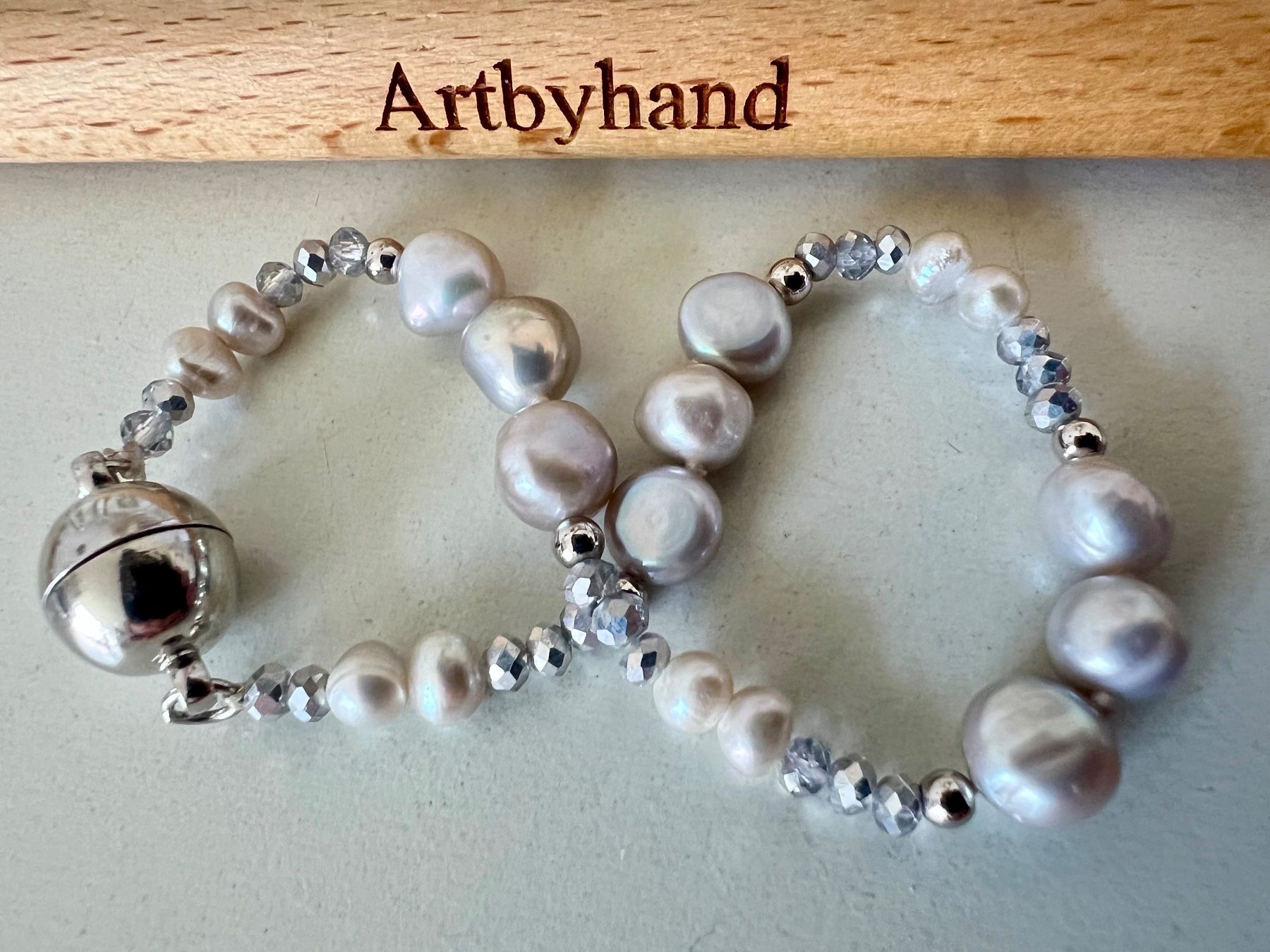 Bracciali & Braccialetti: Echt - Perlenarmband Silberne Barock & Glasschliff Perlen – Usato da Ruswil venduto da artbyhand