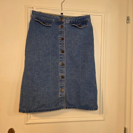 ZARA Basic Dept Jeansrock Midi Knopfleiste Denim Gr. M