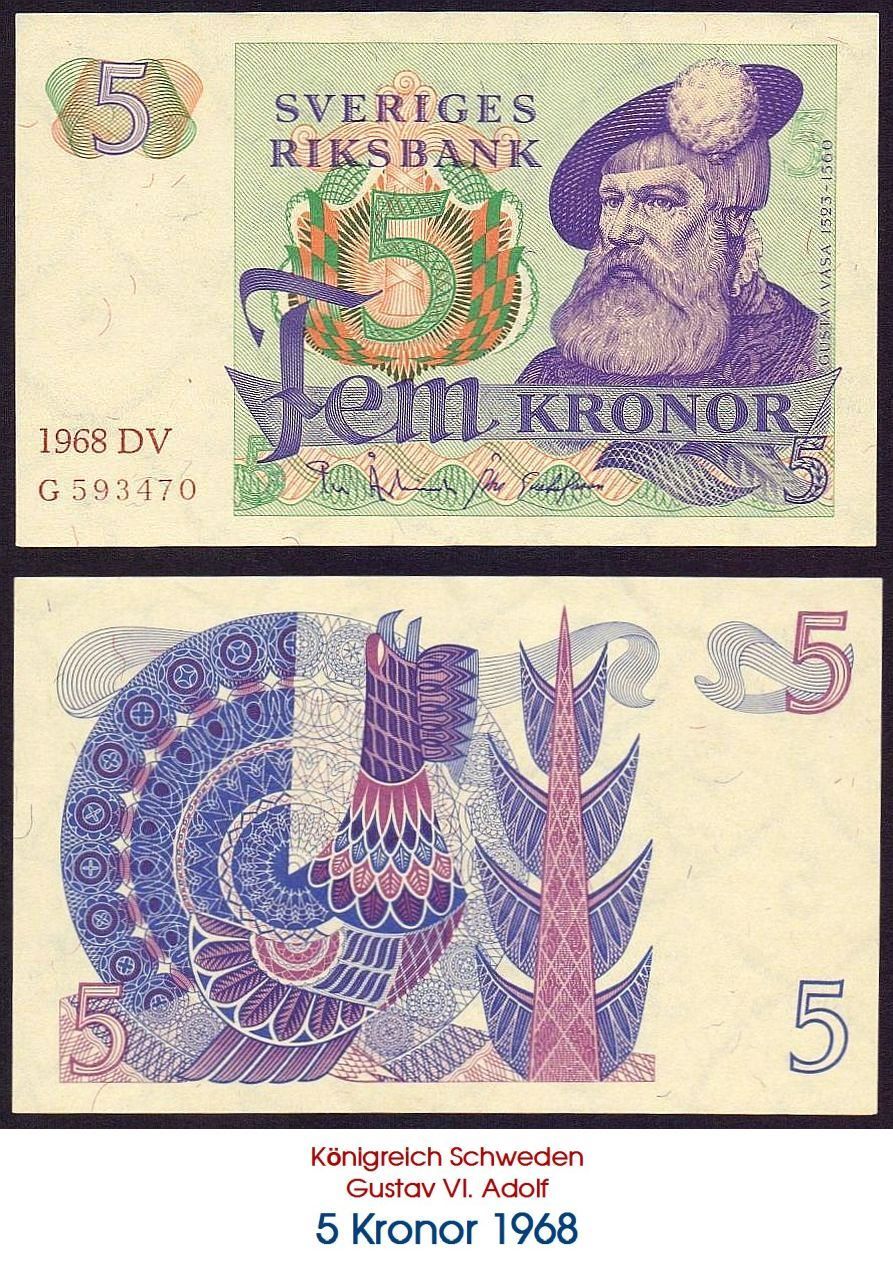 Banconote: 5 Kronor 1968 UNZ – Nuovo (secondo la descrizione) da Flamatt venduto da samowarow