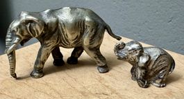 2 x kleine alte Zinn Figur Zinnfigur Elefant f. Setzkasten