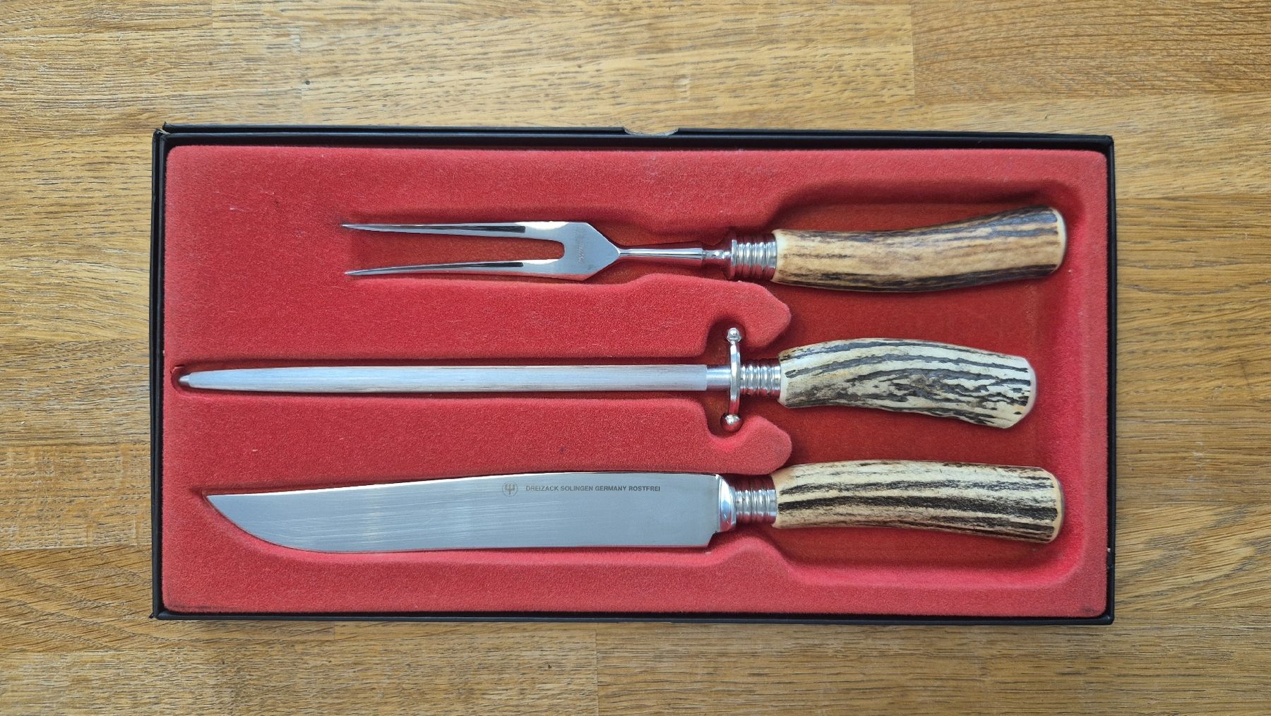 Solingen Messer: Dreizack Solingen Tranchier-Set mit  Hirschhorngriff – Gebraucht aus Winterthur von Guisto77 1