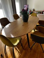 Ausziehtisch Holzfurnier oval ausziehbar mit Metallfüssen