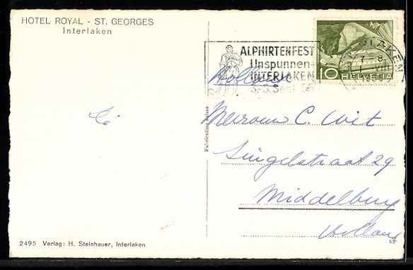 Cartoline postali: AK Interlaken, Hotel Royal, St Georges – Usato da Berlin venduto da bartko-reher 1