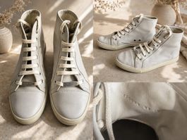 Baskets hautes Gucci cuir beige taille 38 bon état💣
