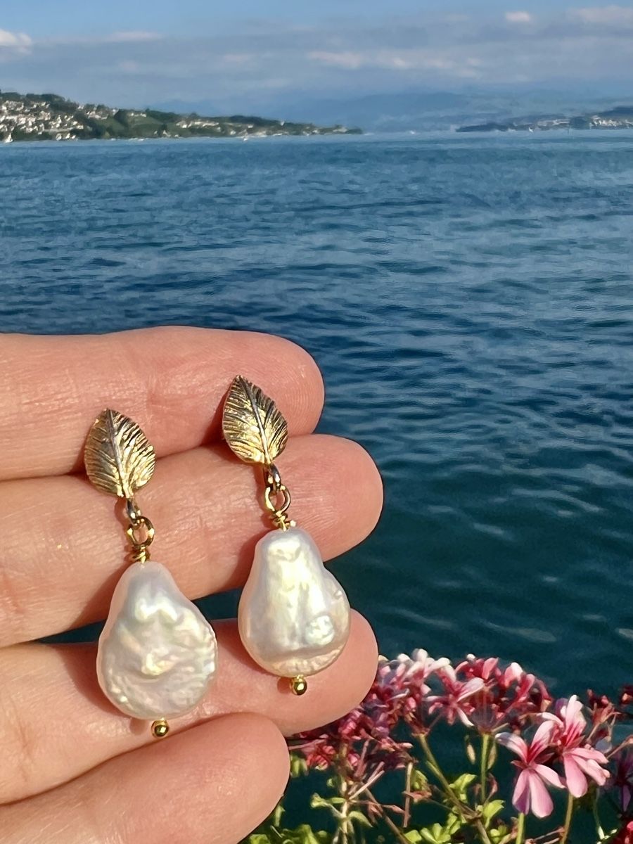 Boucles d'oreille: Chic Keshi Pearl Gold Plated Earrings – Neuf avec emballage d'origine à Rüschlikon par ThereseJewelryDesign 1