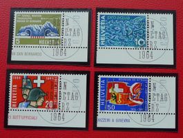 1964: Nr.406-409, mit Ersttags-Voll-Stempel, Eckrandstücke