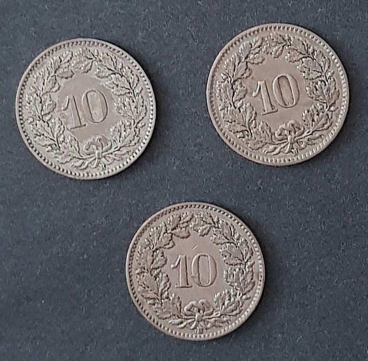 Tutti le monete: 10 Rappen 1925, 1926, 1929 – Usato da Winterthur venduto da Saba1972 1