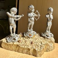 3 hübsche Peltro Engel aus Zinn, auf Steinsockel✨✨