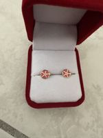 14 Karat Ohrstekerli, Gold mit rosa Blume