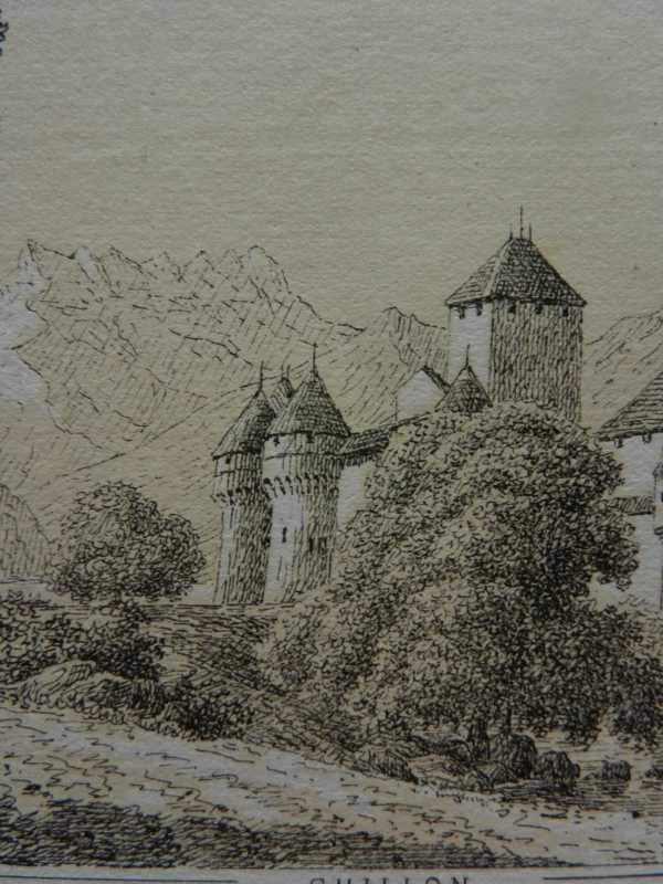 Incisioni: Chillon getönte Lithographie – Usato da Risch venduto da Rischli15 5