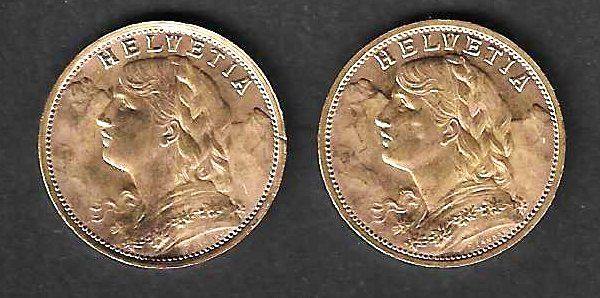 Tutti le monete: 20 Franken Goldvreneli, 2 x 1935 LB – Usato da Bülach venduto da gmstart 1