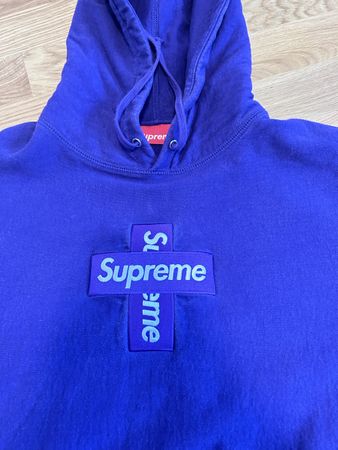 Supreme  Cross Box Logo Hooded Sweatshirt Purple M